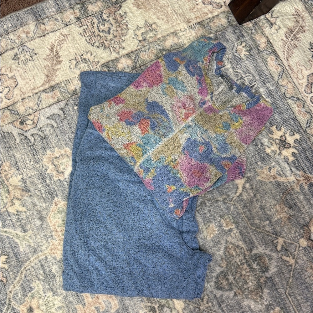 Habitat Multicolor Floral Sweater with Blue Pants